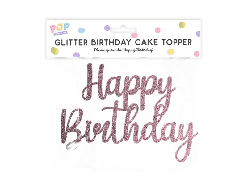 Wholesale Pastel Glitter Happy Birthday Cake Topper