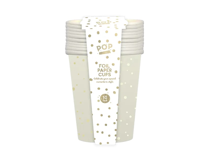 Wholesale Metallic Foil Print Paper Cups 10pk