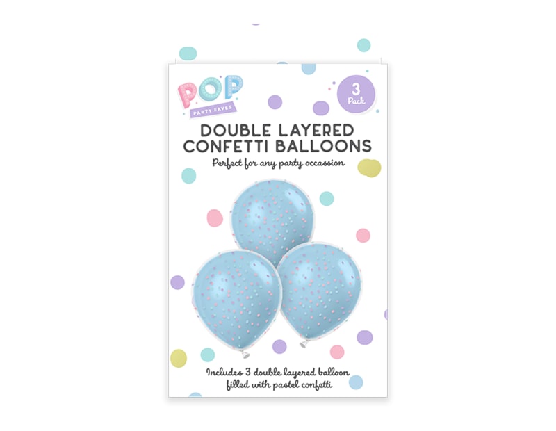 Wholesale Pastel Double Layered Confetti Balloons 3pk Wholesale Pastel Double Layered Confetti Balloons 3pk