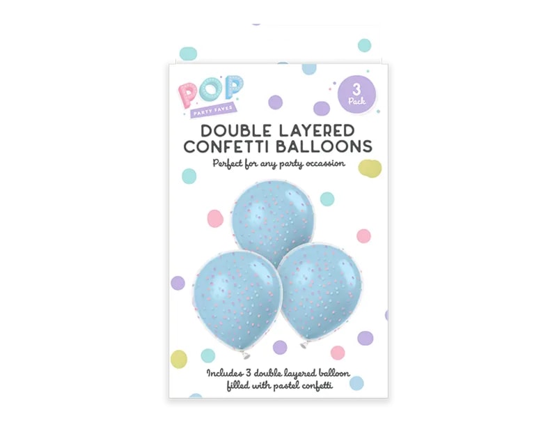 Wholesale Pastel Double Layered Confetti Balloons 3pk Wholesale Pastel Double Layered Confetti Balloons 3pk