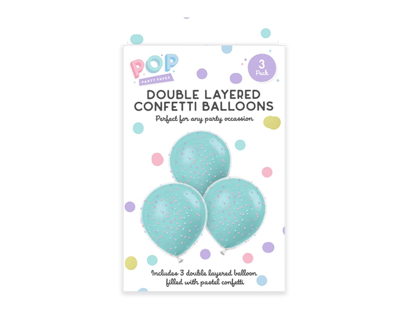 Wholesale Pastel Double Layered Confetti Balloons 3pk Wholesale Pastel Double Layered Confetti Balloons 3pk