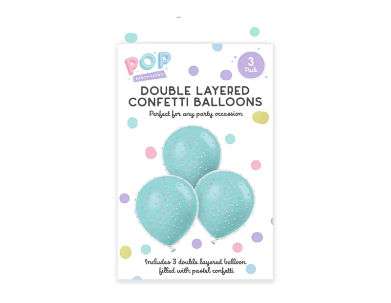 Wholesale Pastel Double Layered Confetti Balloons 3pk Wholesale Pastel Double Layered Confetti Balloons 3pk