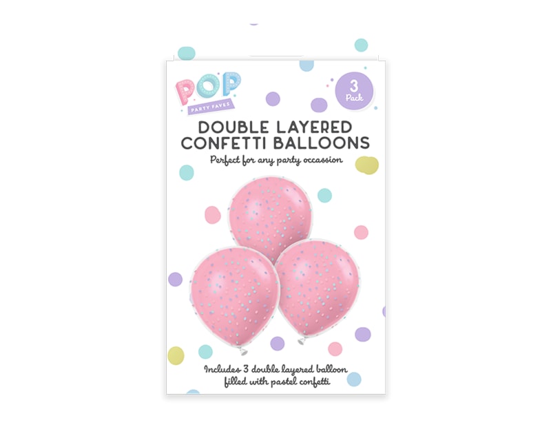 Wholesale Pastel Double Layered Confetti Balloons 3pk Wholesale Pastel Double Layered Confetti Balloons 3pk