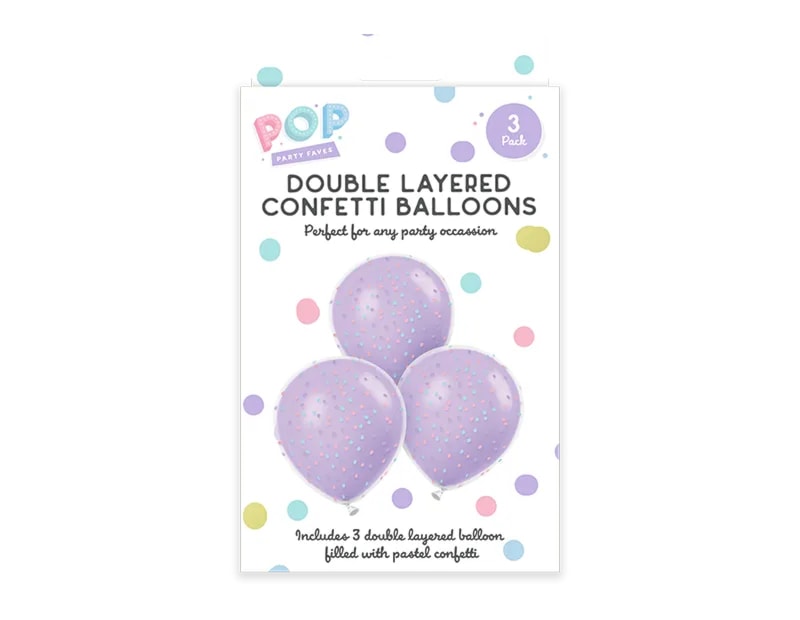 Wholesale Pastel Double Layered Confetti Balloons 3pk Wholesale Pastel Double Layered Confetti Balloons 3pk