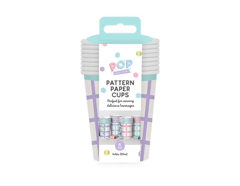 Wholesale Patterned Paper Cups 8pk