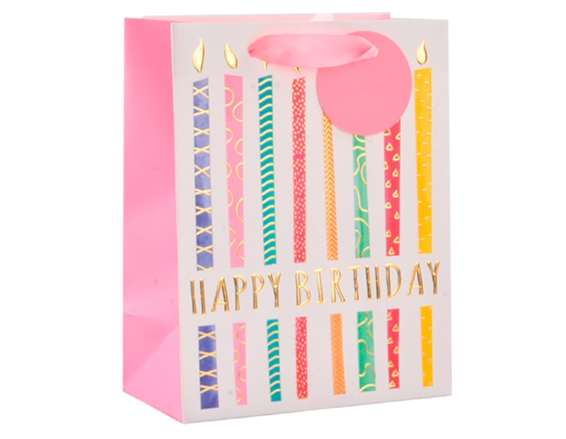 Wholesale Girls Foiled Embossed Happy Birthday Medium Gift Bags Wholesale Girls Foiled Embossed Happy Birthday Medium Gift Bags