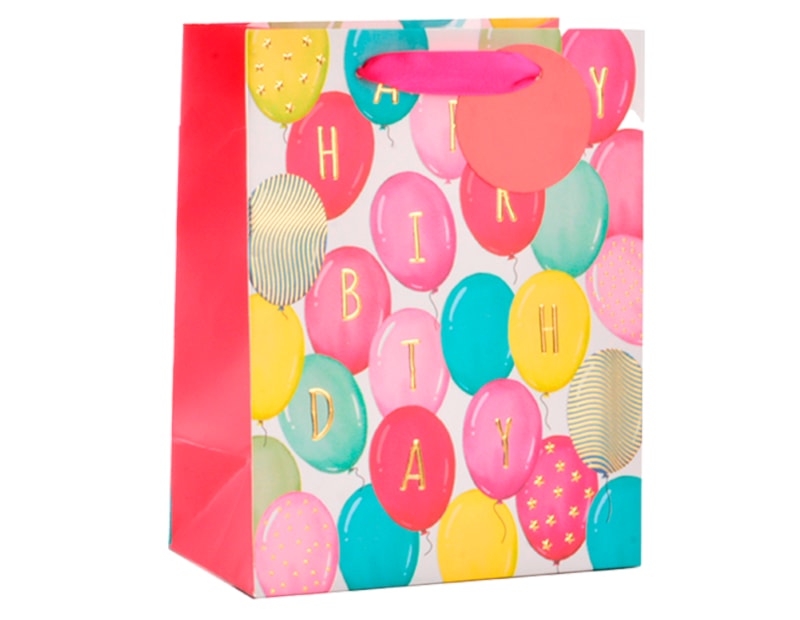 Wholesale Girls Foiled Embossed Happy Birthday Medium Gift Bags