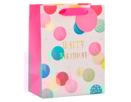 Wholesale Girls Foiled Embossed Happy Birthday Medium Gift Bags