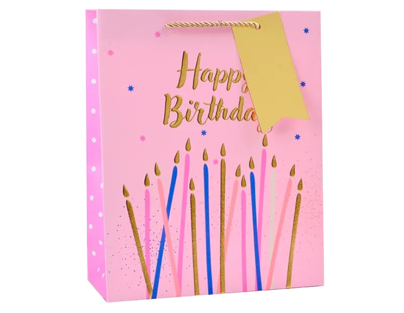 Wholesale Girls Foiled Embossed Birthday Medium Gift Bag 26x32x12cm Wholesale Girls Foiled Embossed Birthday Medium Gift Bag 26x32x12cm