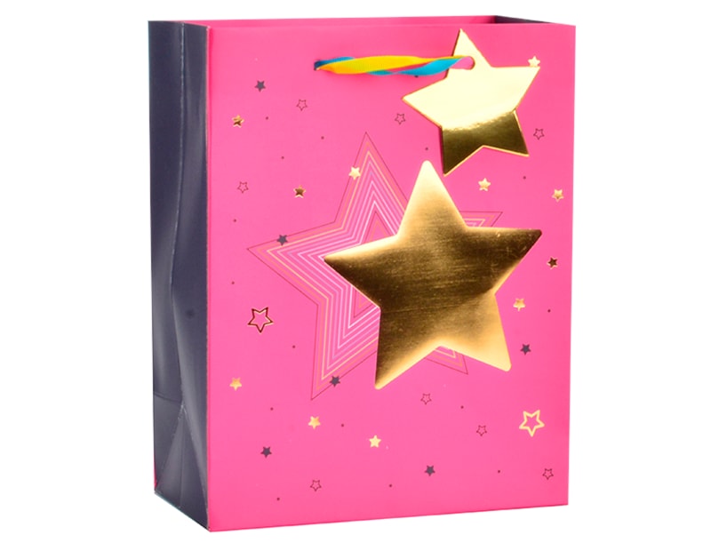 Wholesale Colourful Star Foiled Medium Gift Bag 26x32x12cm
