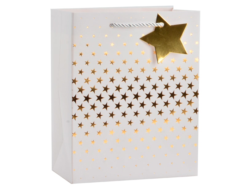 Wholesale Foiled Star Medium Gift Bag 26x32x12cm