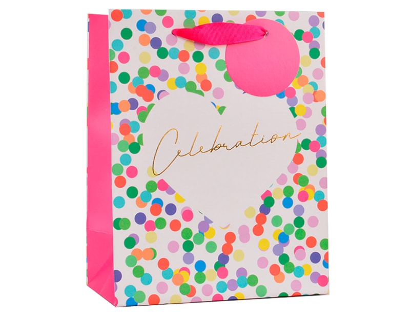 Wholesale Confetti Detail Foiled Medium Gift Bag 26x32x12cm Wholesale Confetti Detail Foiled Medium Gift Bag 26x32x12cm