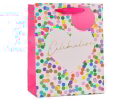 Wholesale Confetti Detail Foiled Medium Gift Bag 26x32x12cm
