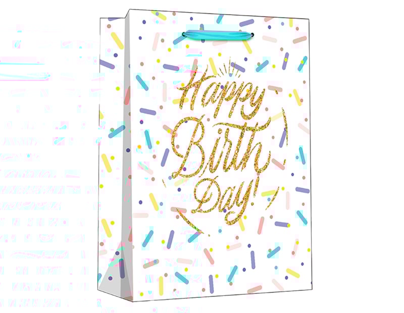 Wholesale Pastel Glitter Happy Birthday Medium Gift Bag 26x32x12cm Wholesale Pastel Glitter Happy Birthday Medium Gift Bag 26x32x12cm