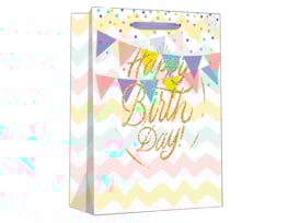 Wholesale Pastel Glitter Happy Birthday Medium Gift Bag 26x32x12cm Wholesale Pastel Glitter Happy Birthday Medium Gift Bag 26x32x12cm