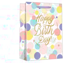 Wholesale Pastel Glitter Happy Birthday Large Gift Bag 30x42x12cm Wholesale Pastel Glitter Happy Birthday Large Gift Bag 30x42x12cm