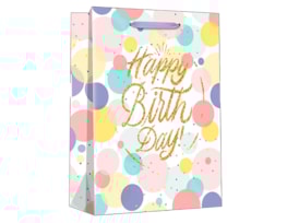 Wholesale Pastel Glitter Happy Birthday Large Gift Bag 30x42x12cm Wholesale Pastel Glitter Happy Birthday Large Gift Bag 30x42x12cm
