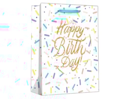 Wholesale Pastel Glitter Happy Birthday Large Gift Bag 30x42x12cm