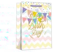 Wholesale Pastel Glitter Happy Birthday Large Gift Bag 30x42x12cm Wholesale Pastel Glitter Happy Birthday Large Gift Bag 30x42x12cm