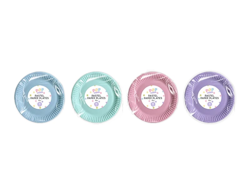 Wholesale Pastel Round Paper Plates 23cm 10pk CDU