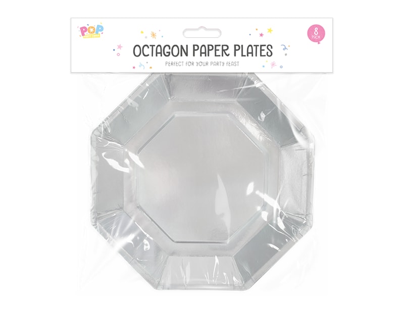 Wholesale Metallic octagon paper plates 8pk Wholesale Metallic octagon paper plates 8pk