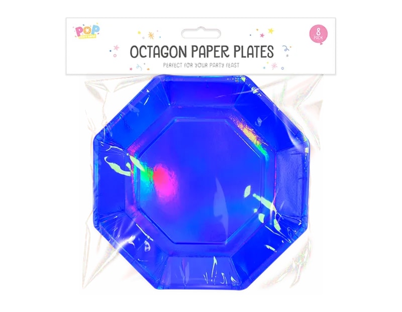 Wholesale Metallic octagon paper plates 8pk