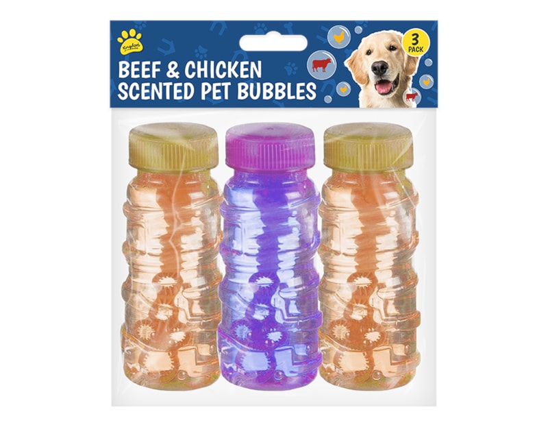 Beef & Chicken Scented Pet Bubbles 3pk