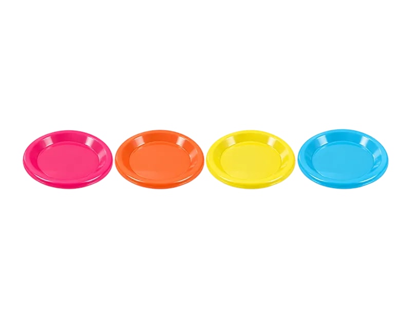 Wholesale Summer Kids Bright Plastic Plates Dia 18cm 4pk