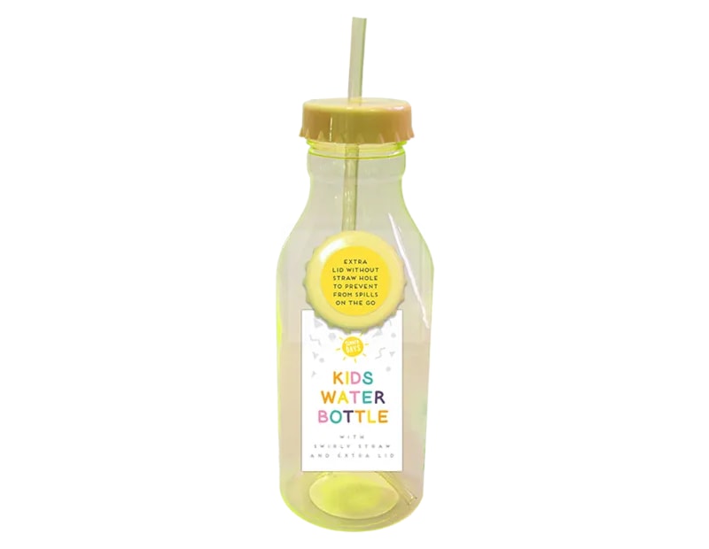 Kid's Water Bottle With Swirly Straw 550ml Kid's Water Bottle With Swirly Straw 550ml