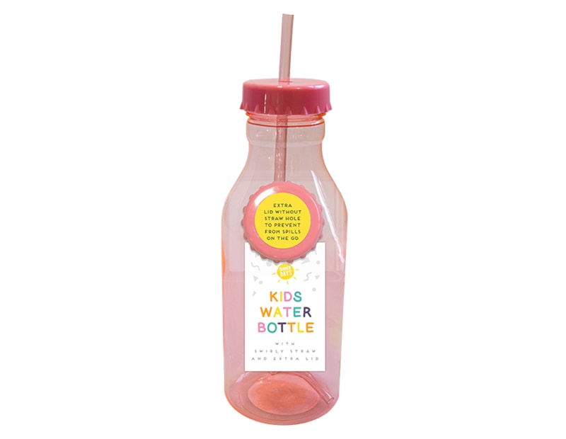 Kid's Water Bottle With Swirly Straw 550ml Kid's Water Bottle With Swirly Straw 550ml