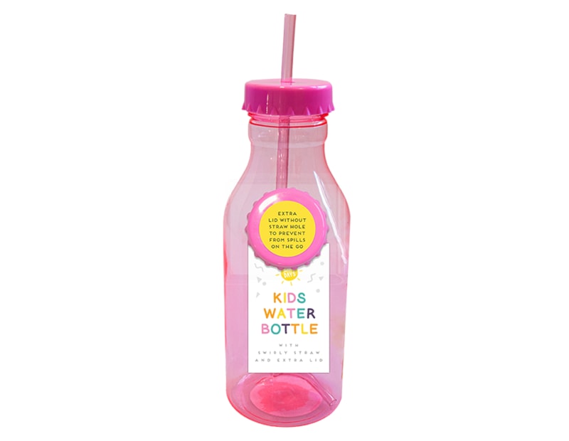Kid's Water Bottle With Swirly Straw 550ml Kid's Water Bottle With Swirly Straw 550ml