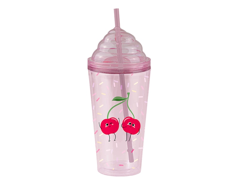 Ice Cream Double Wall Tumbler With Straw Ice Cream Double Wall Tumbler With Straw