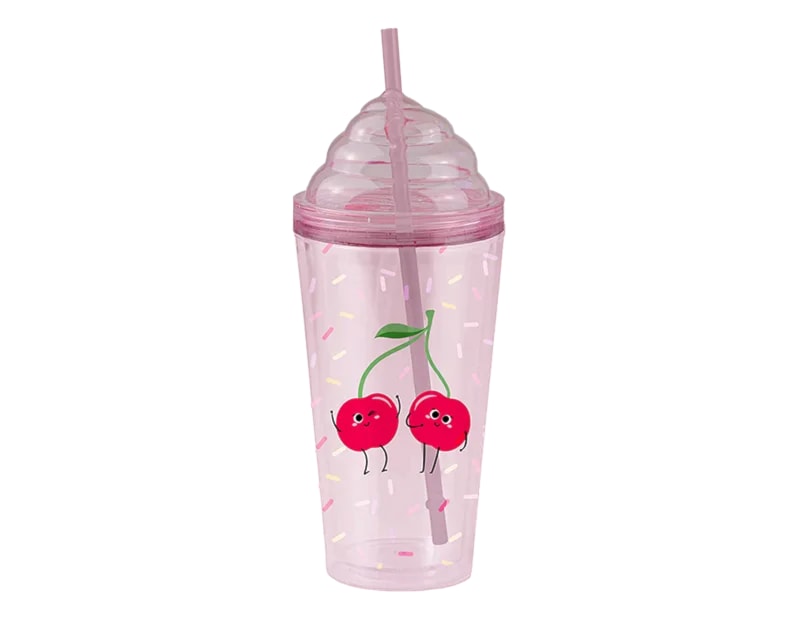Ice Cream Double Wall Tumbler With Straw Ice Cream Double Wall Tumbler With Straw