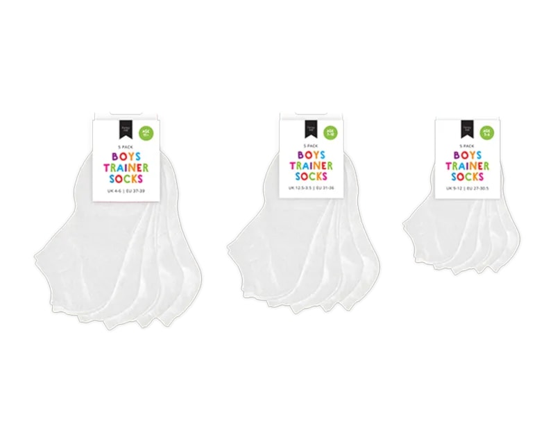 Wholesale Boys Plain Trainer Socks 5pk Wholesale Boys Plain Trainer Socks 5pk