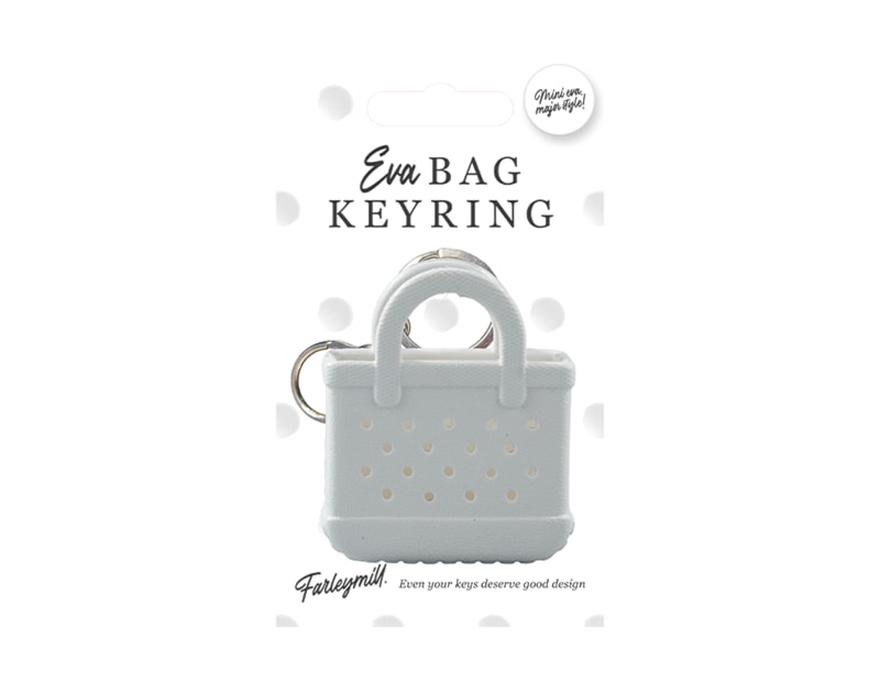 Wholesale EVA Bag Keyring CDU Wholesale EVA Bag Keyring White