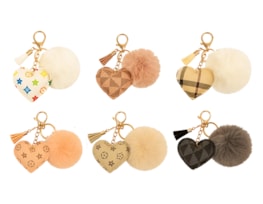 Wholesale Luxury Heart Pom Pom Keyring CDU Wholesale Luxury Heart Pom Pom Keyring CDU