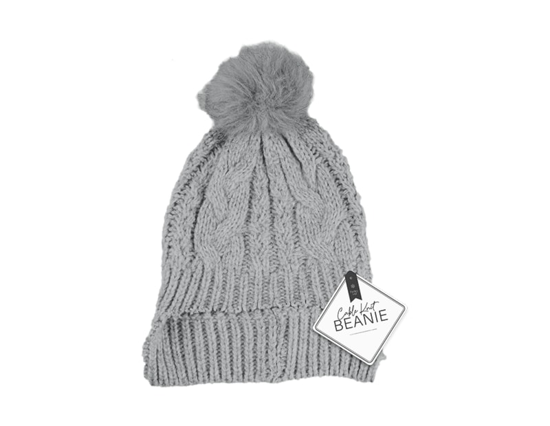 Wholesale Cable Knit Hat with Pom Pom Wholesale Cable Knit Hat with Pom Pom