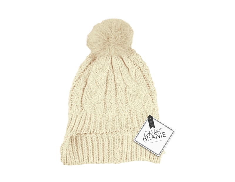 Wholesale Cable Knit Hat with Pom Pom Wholesale Cable Knit Hat with Pom Pom
