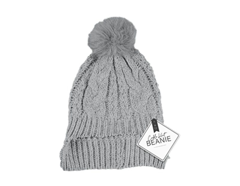 Wholesale Cable Knit Hat with Pom Pom Wholesale Cable Knit Hat with Pom Pom
