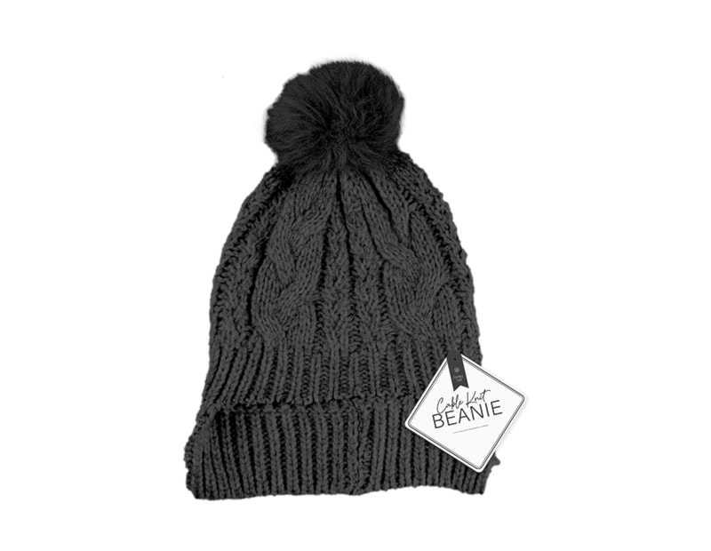 Wholesale Cable Knit Hat with Pom Pom Wholesale Cable Knit Hat with Pom Pom