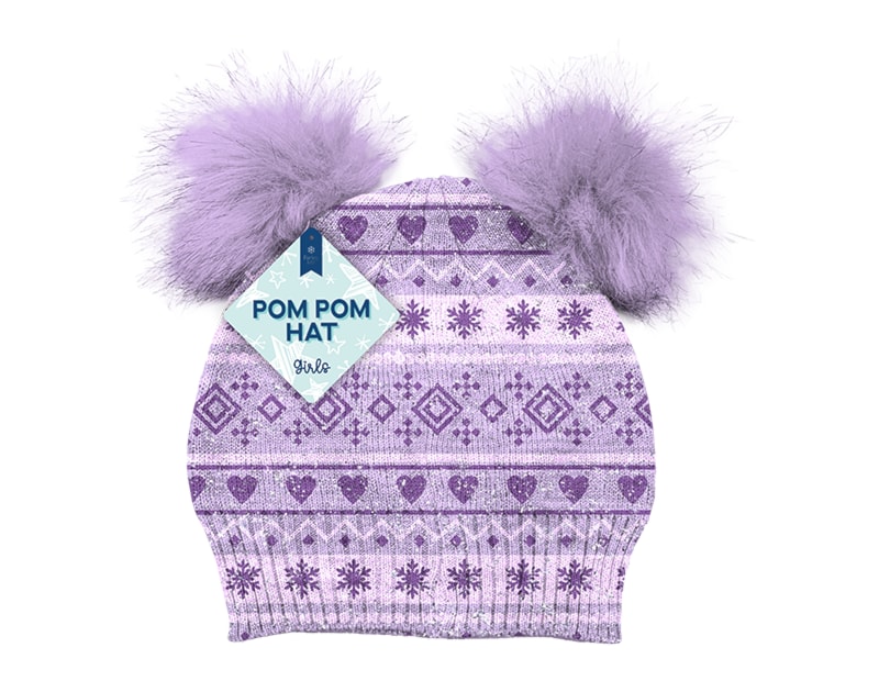Wholesale Girls Lurex Pom Pom Trim Hat Wholesale Girls Lurex Pom Pom Trim Hat