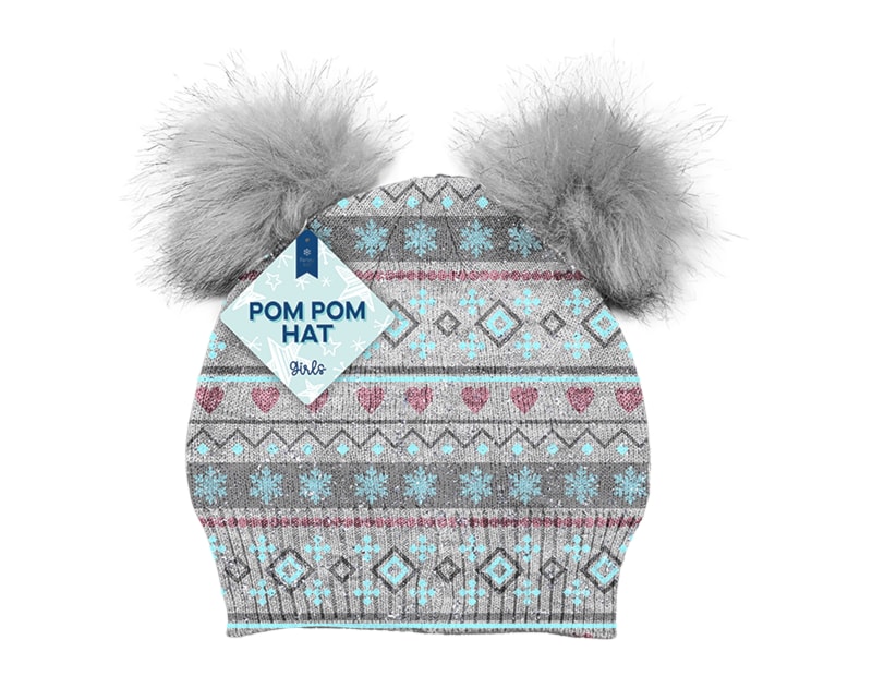 Wholesale Girls Lurex Pom Pom Trim Hat Wholesale Girls Lurex Pom Pom Trim Hat