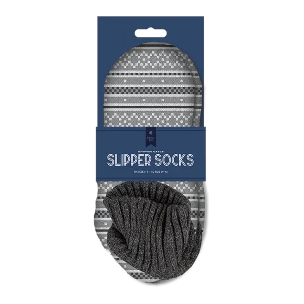 Wholesale Men's Pattern Knitted Cable Slipper Socks with Cuff Wholesale Men's Pattern Knitted Cable Slipper Socks with Cuff