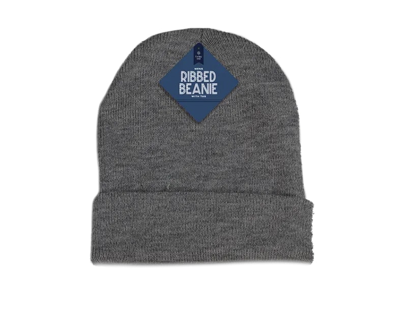 Wholesale Mens Ribbed Beanie with Tab Wholesale Mens Ribbed Beanie with Tab