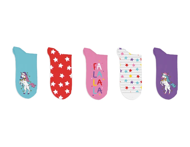 Wholesale Girls Printed Novelty Lurex Socks 5pk