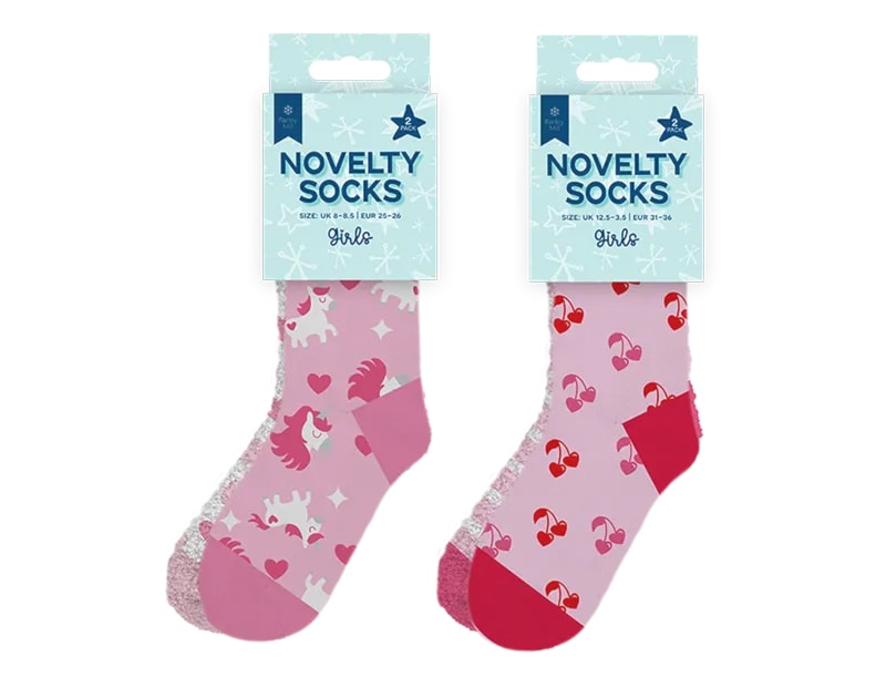 Wholesale Girls Novelty Cosy Socks 2pk Wholesale Girls Novelty Cosy Socks 2pk