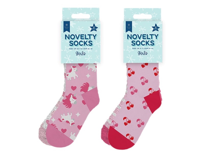 Wholesale Girls Novelty Cosy Socks 2pk Wholesale Girls Novelty Cosy Socks 2pk