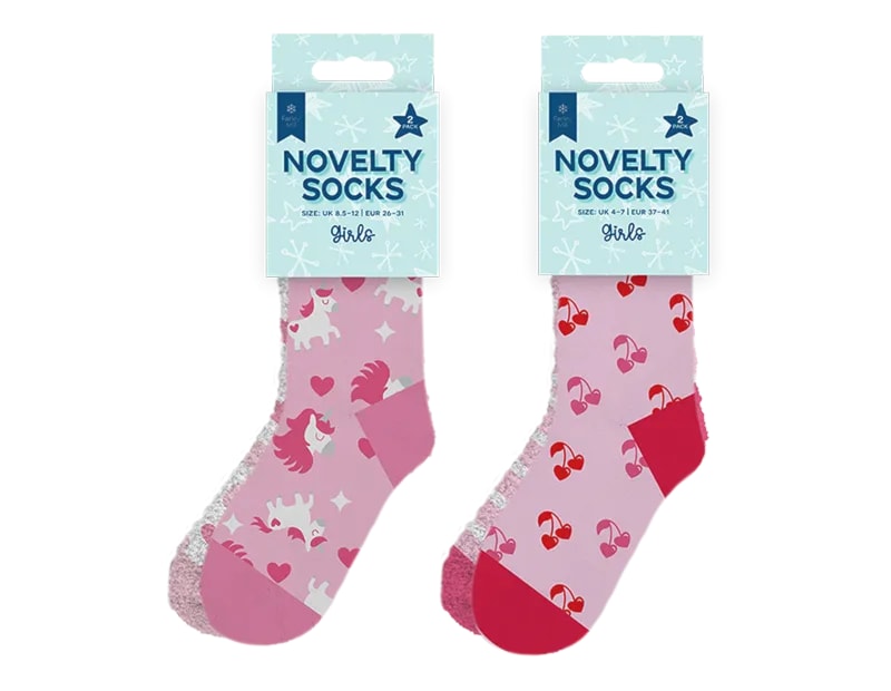 Wholesale Girls Novelty Cosy Socks 2pk Wholesale Girls Novelty Cosy Socks 2pk