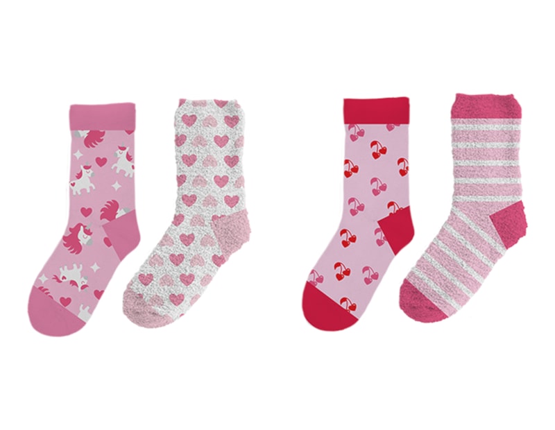 Wholesale Girls Novelty Cosy Socks 2pk Wholesale Girls Novelty Cosy Socks 2pk