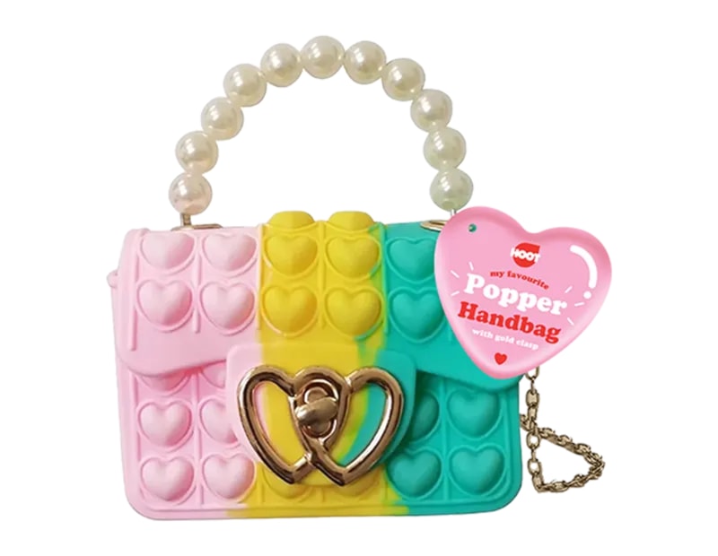 Wholesale Popper Handbag With Gold Heart Clasp Wholesale Popper Handbag With Gold Heart Clasp